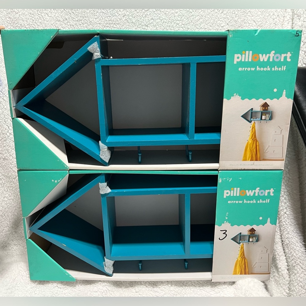 Pillow fort Arrow hook shelves!